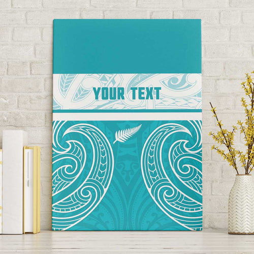 New Zealand Silver Fern Cricket Custom Canvas Wall Art Black Cap Teal Maori Pattern - Aussie Hoodie
