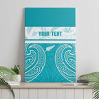 New Zealand Silver Fern Cricket Custom Canvas Wall Art Black Cap Teal Maori Pattern - Aussie Hoodie