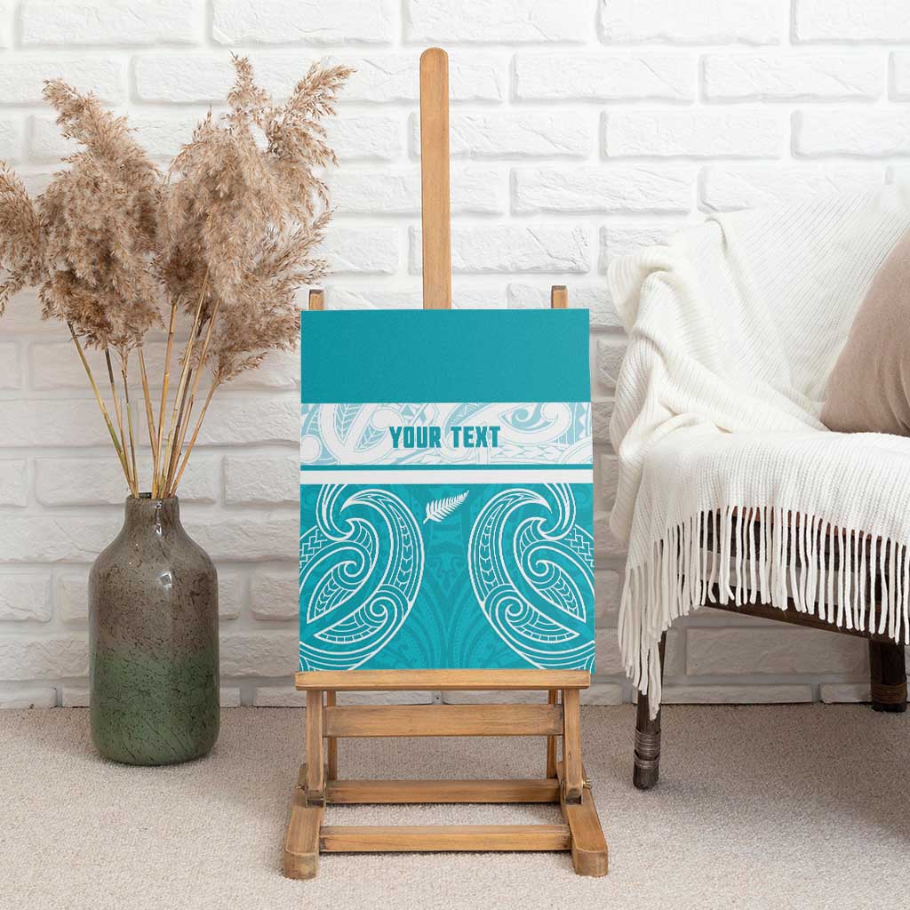 New Zealand Silver Fern Cricket Custom Canvas Wall Art Black Cap Teal Maori Pattern - Aussie Hoodie