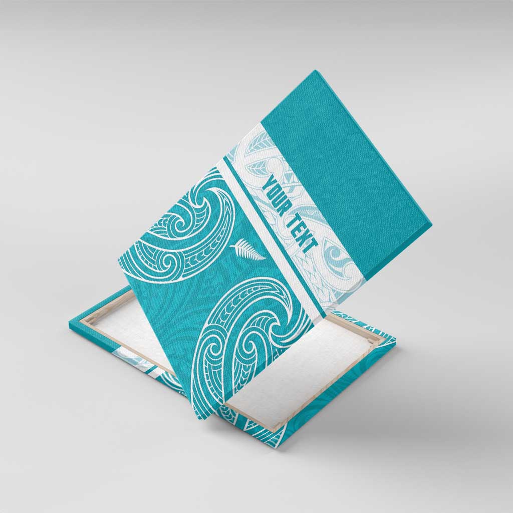 New Zealand Silver Fern Cricket Custom Canvas Wall Art Black Cap Teal Maori Pattern - Aussie Hoodie