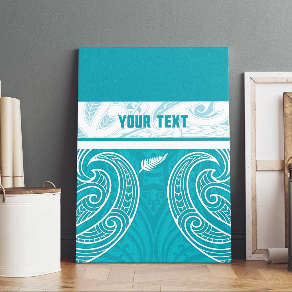 New Zealand Silver Fern Cricket Custom Canvas Wall Art Black Cap Teal Maori Pattern - Aussie Hoodie