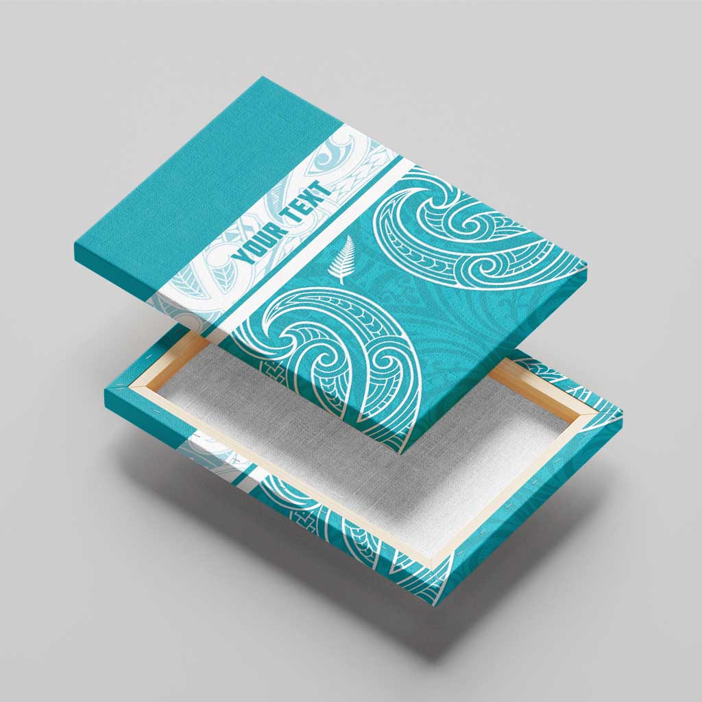 New Zealand Silver Fern Cricket Custom Canvas Wall Art Black Cap Teal Maori Pattern - Aussie Hoodie