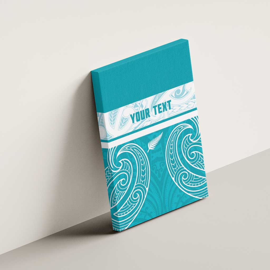 New Zealand Silver Fern Cricket Custom Canvas Wall Art Black Cap Teal Maori Pattern - Aussie Hoodie