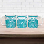 New Zealand Silver Fern Cricket Custom Ceramic Mug Black Cap Teal Maori Pattern - Aussie Hoodie