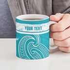 New Zealand Silver Fern Cricket Custom Ceramic Mug Black Cap Teal Maori Pattern - Aussie Hoodie