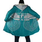 New Zealand Silver Fern Cricket Custom Cloak Black Cap Teal Maori Pattern - Aussie Hoodie
