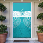 New Zealand Silver Fern Cricket Custom Door Cover Black Cap Teal Maori Pattern - Aussie Hoodie