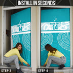 New Zealand Silver Fern Cricket Custom Door Cover Black Cap Teal Maori Pattern - Aussie Hoodie