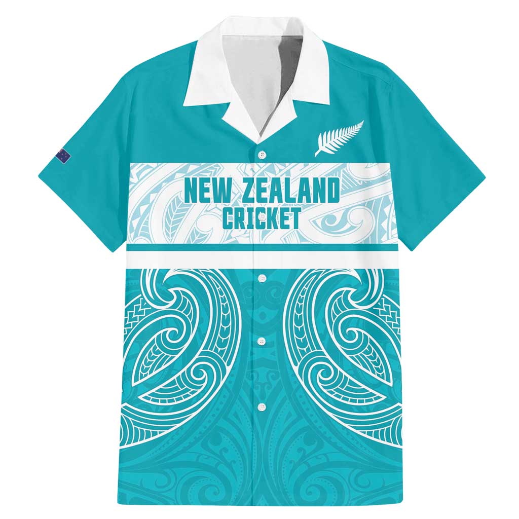 New Zealand Silver Fern Cricket Custom Family Matching Mermaid Dress and Hawaiian Shirt Black Cap Teal Maori Pattern - Aussie Hoodie
