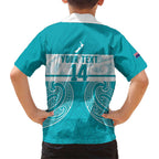 New Zealand Silver Fern Cricket Custom Family Matching Short Sleeve Bodycon Dress and Hawaiian Shirt Black Cap Teal Maori Pattern - Aussie Hoodie