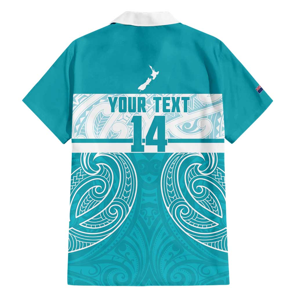New Zealand Silver Fern Cricket Custom Family Matching Short Sleeve Bodycon Dress and Hawaiian Shirt Black Cap Teal Maori Pattern - Aussie Hoodie