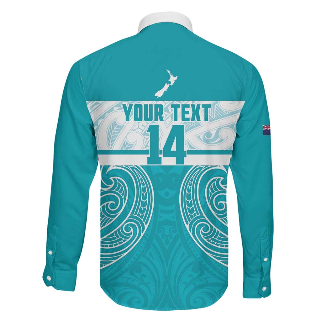 New Zealand Silver Fern Cricket Custom Family Matching Summer Maxi Dress and Hawaiian Shirt Black Cap Teal Maori Pattern - Aussie Hoodie