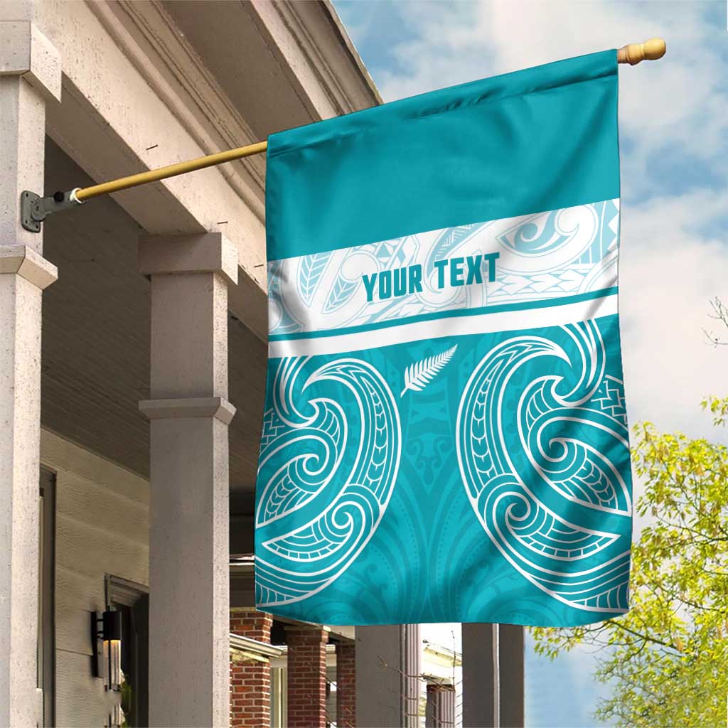 New Zealand Silver Fern Cricket Custom Garden Flag Black Cap Teal Maori Pattern - Aussie Hoodie