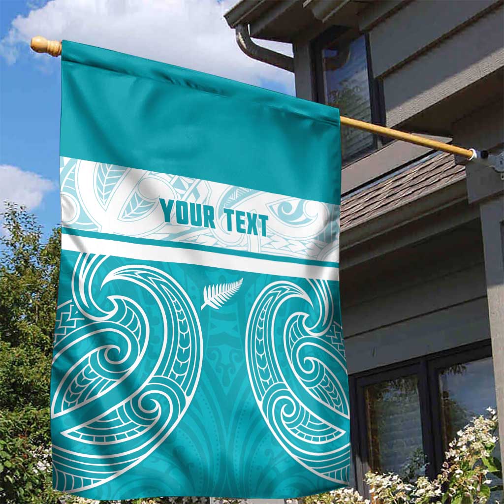 New Zealand Silver Fern Cricket Custom Garden Flag Black Cap Teal Maori Pattern - Aussie Hoodie