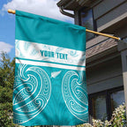 New Zealand Silver Fern Cricket Custom Garden Flag Black Cap Teal Maori Pattern - Aussie Hoodie