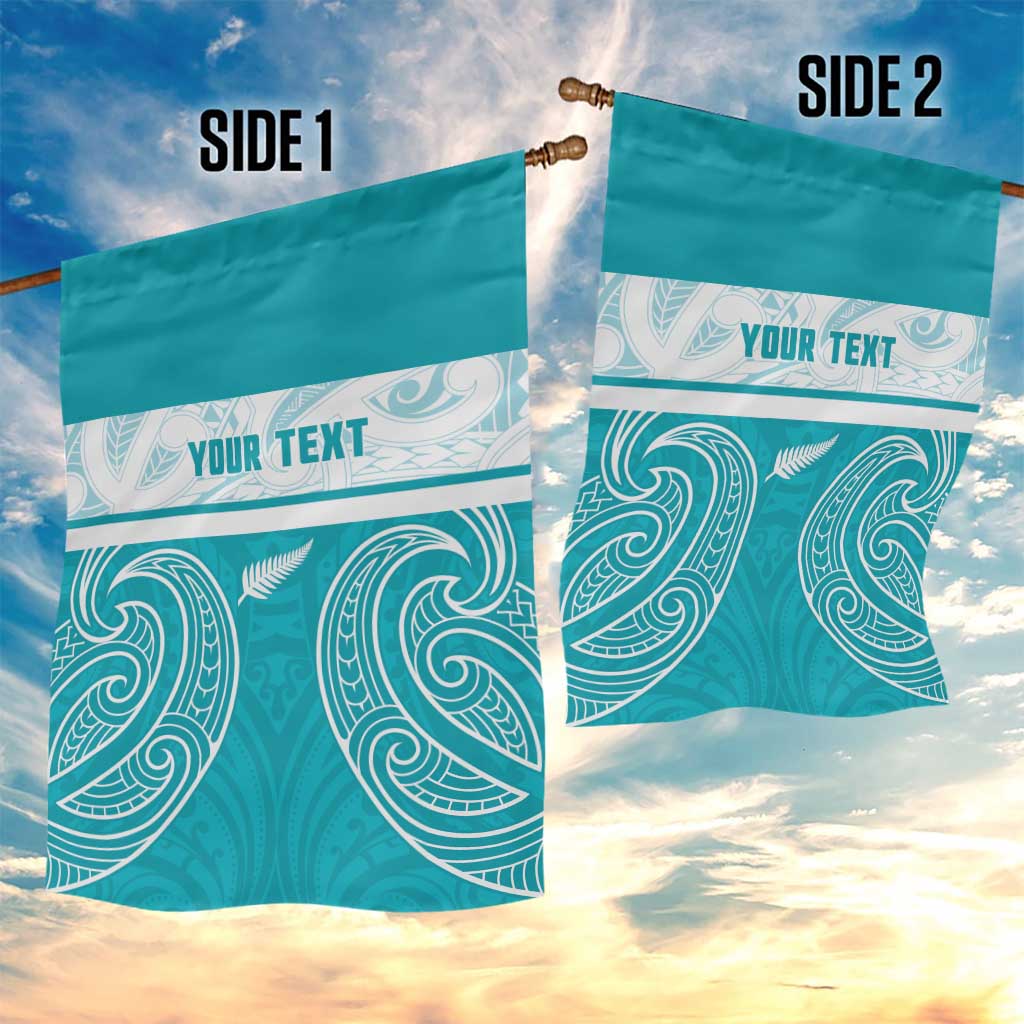 New Zealand Silver Fern Cricket Custom Garden Flag Black Cap Teal Maori Pattern - Aussie Hoodie