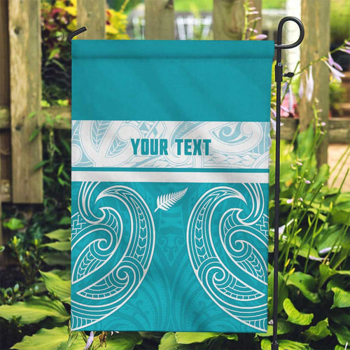 New Zealand Silver Fern Cricket Custom Garden Flag Black Cap Teal Maori Pattern - Aussie Hoodie