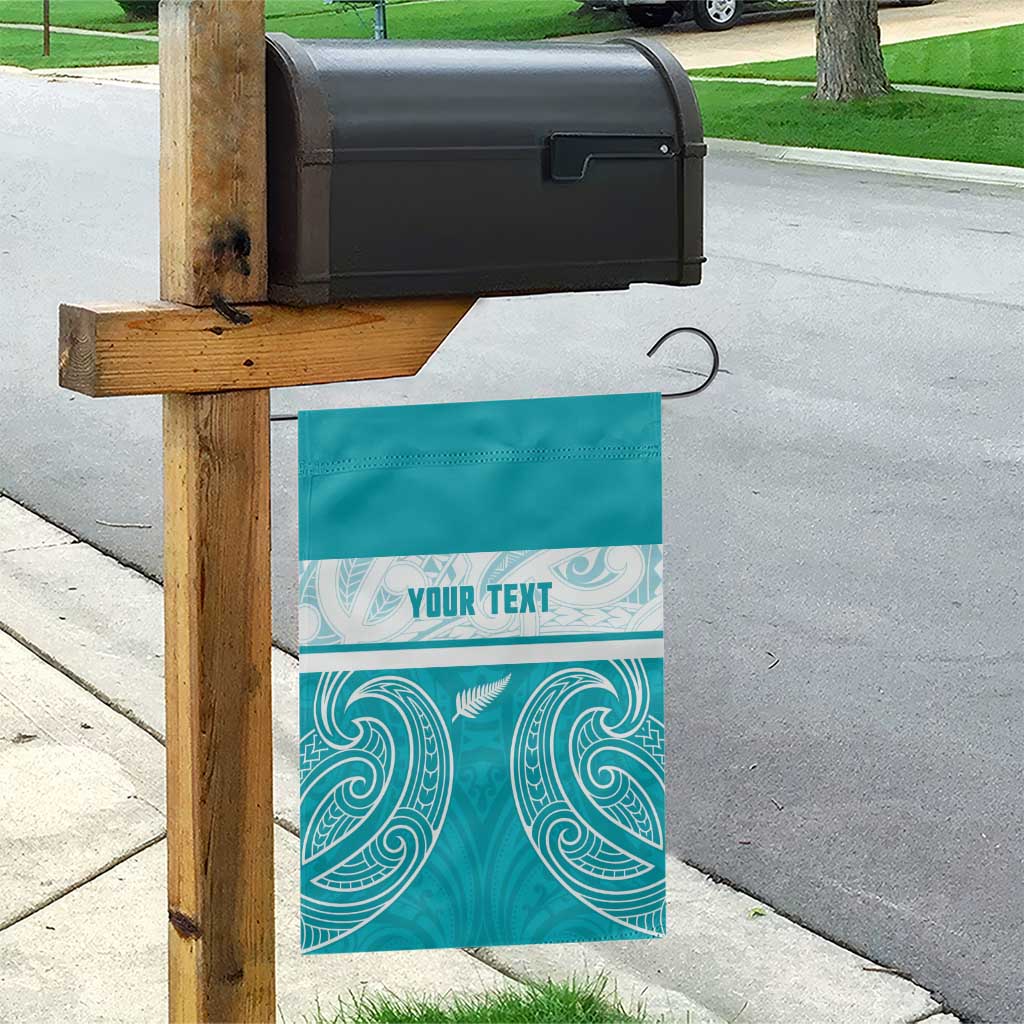 New Zealand Silver Fern Cricket Custom Garden Flag Black Cap Teal Maori Pattern - Aussie Hoodie