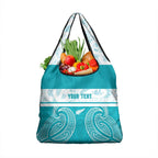 New Zealand Silver Fern Cricket Custom Grocery Bag Black Cap Teal Maori Pattern - Aussie Hoodie