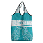 New Zealand Silver Fern Cricket Custom Grocery Bag Black Cap Teal Maori Pattern - Aussie Hoodie