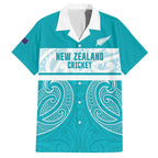 New Zealand Silver Fern Cricket Custom Hawaiian Shirt Black Cap Teal Maori Pattern - Aussie Hoodie