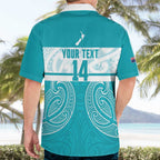 New Zealand Silver Fern Cricket Custom Hawaiian Shirt Black Cap Teal Maori Pattern - Aussie Hoodie