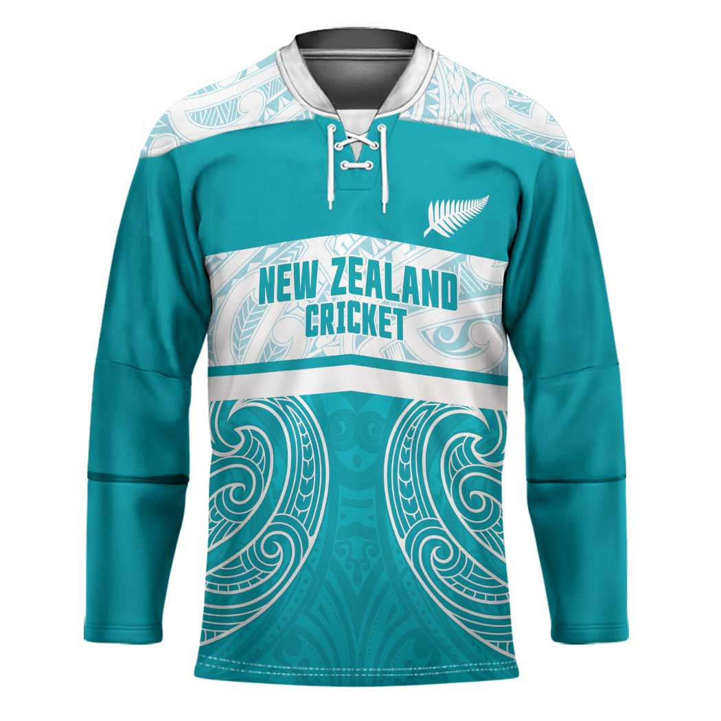 New Zealand Silver Fern Cricket Custom Hockey Jersey Black Cap Teal Maori Pattern - Aussie Hoodie