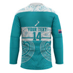New Zealand Silver Fern Cricket Custom Hockey Jersey Black Cap Teal Maori Pattern - Aussie Hoodie