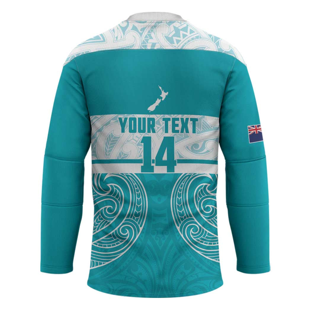 New Zealand Silver Fern Cricket Custom Hockey Jersey Black Cap Teal Maori Pattern - Aussie Hoodie