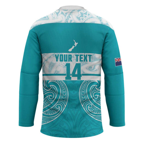 New Zealand Silver Fern Cricket Custom Hockey Jersey Black Cap Teal Maori Pattern - Aussie Hoodie