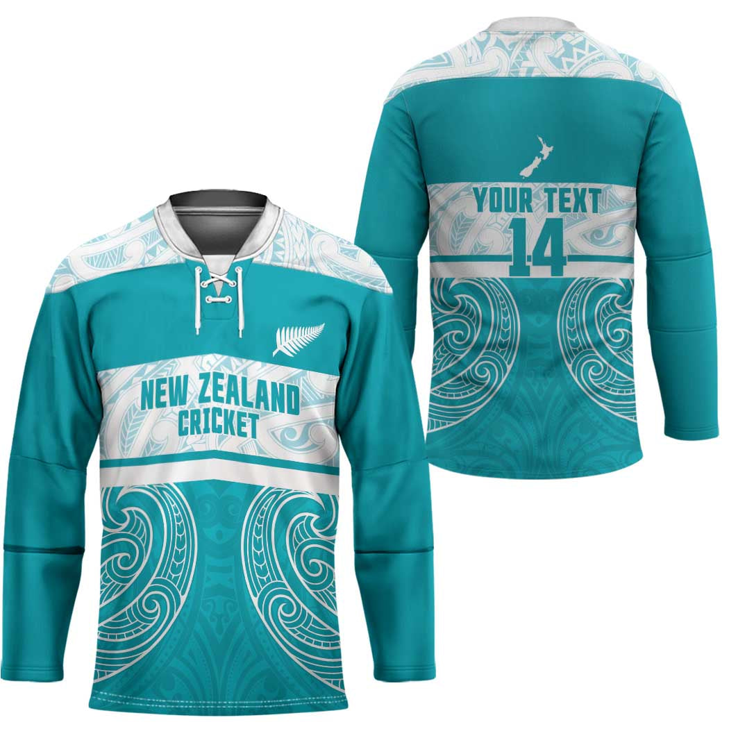 New Zealand Silver Fern Cricket Custom Hockey Jersey Black Cap Teal Maori Pattern - Aussie Hoodie