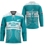 New Zealand Silver Fern Cricket Custom Hockey Jersey Black Cap Teal Maori Pattern - Aussie Hoodie