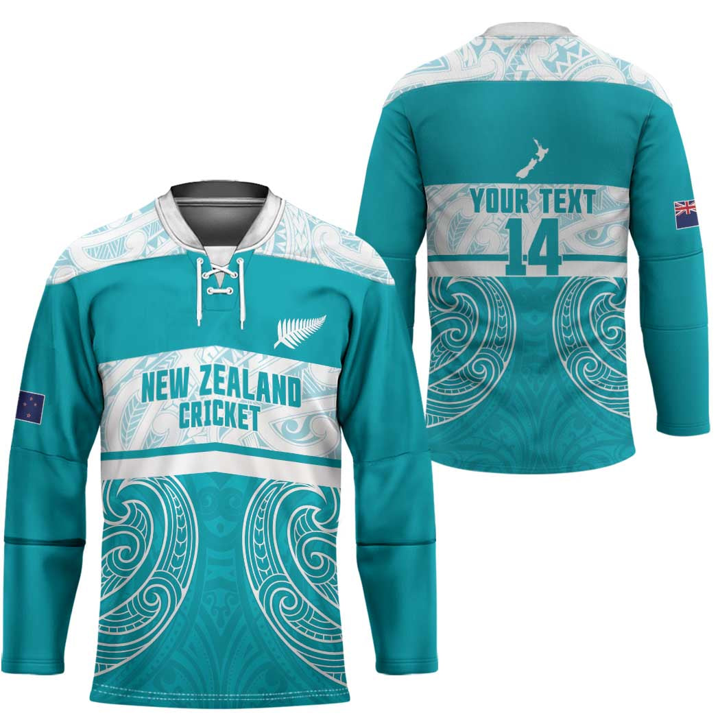 New Zealand Silver Fern Cricket Custom Hockey Jersey Black Cap Teal Maori Pattern - Aussie Hoodie