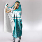 New Zealand Silver Fern Cricket Custom Hooded Blanket Black Cap Teal Maori Pattern - Aussie Hoodie