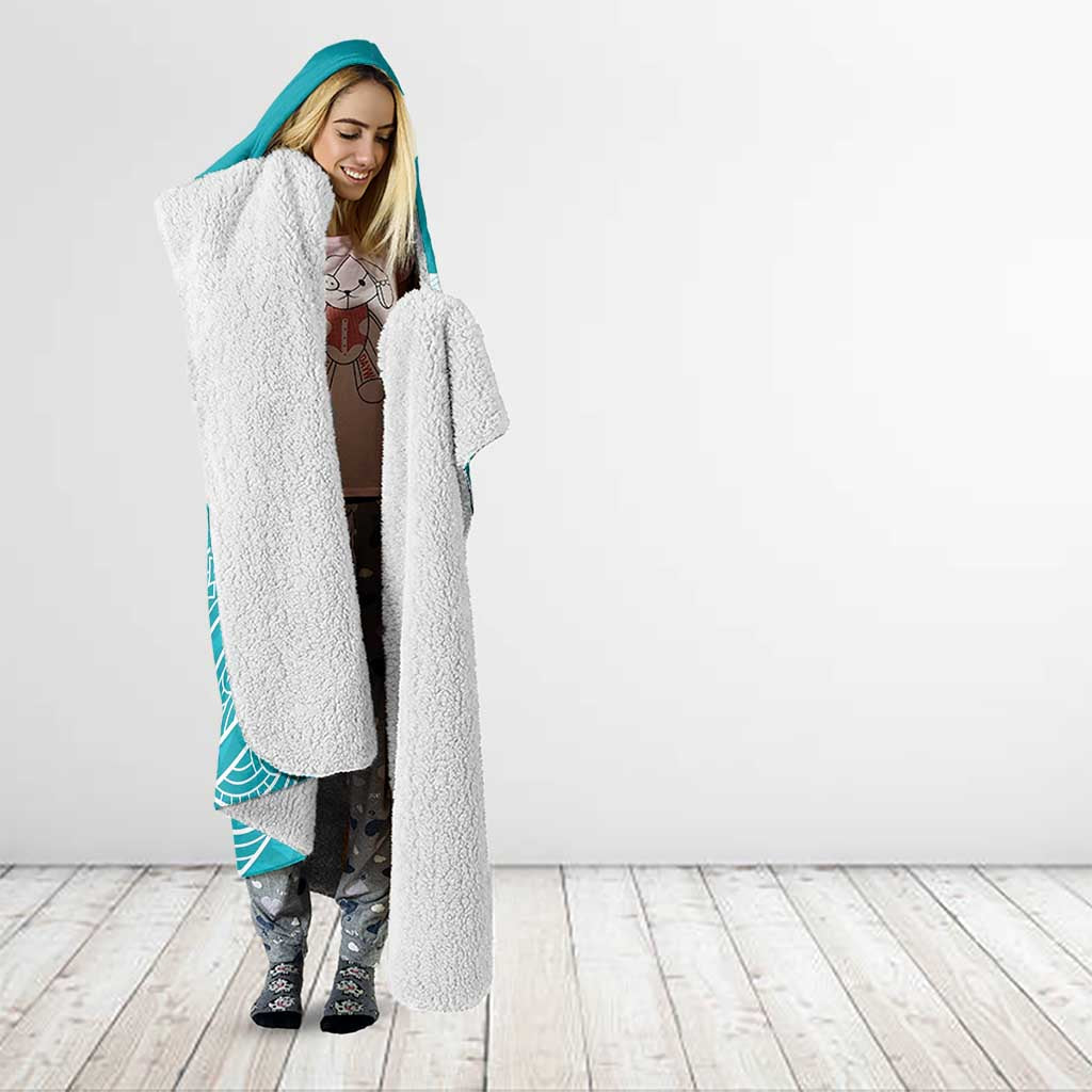 New Zealand Silver Fern Cricket Custom Hooded Blanket Black Cap Teal Maori Pattern - Aussie Hoodie