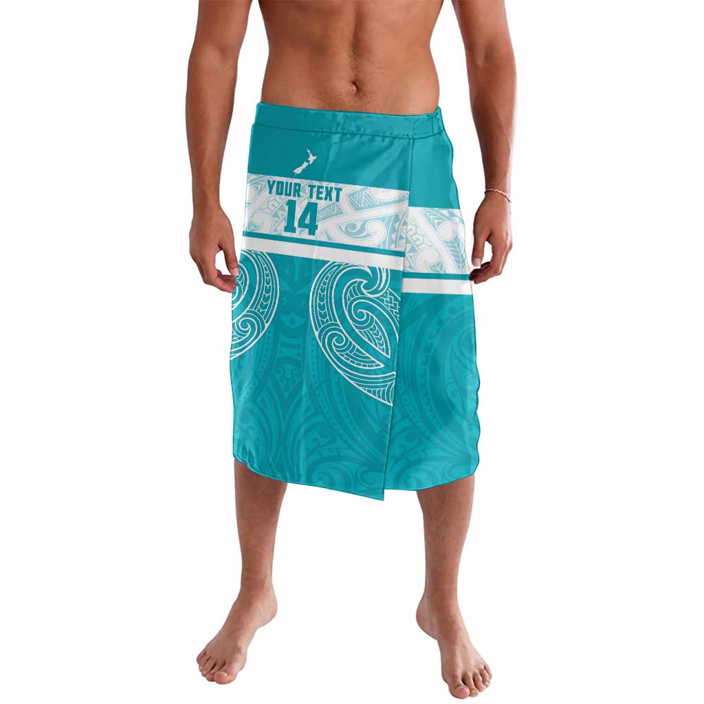 New Zealand Silver Fern Cricket Custom Lavalava Black Cap Teal Maori Pattern - Aussie Hoodie