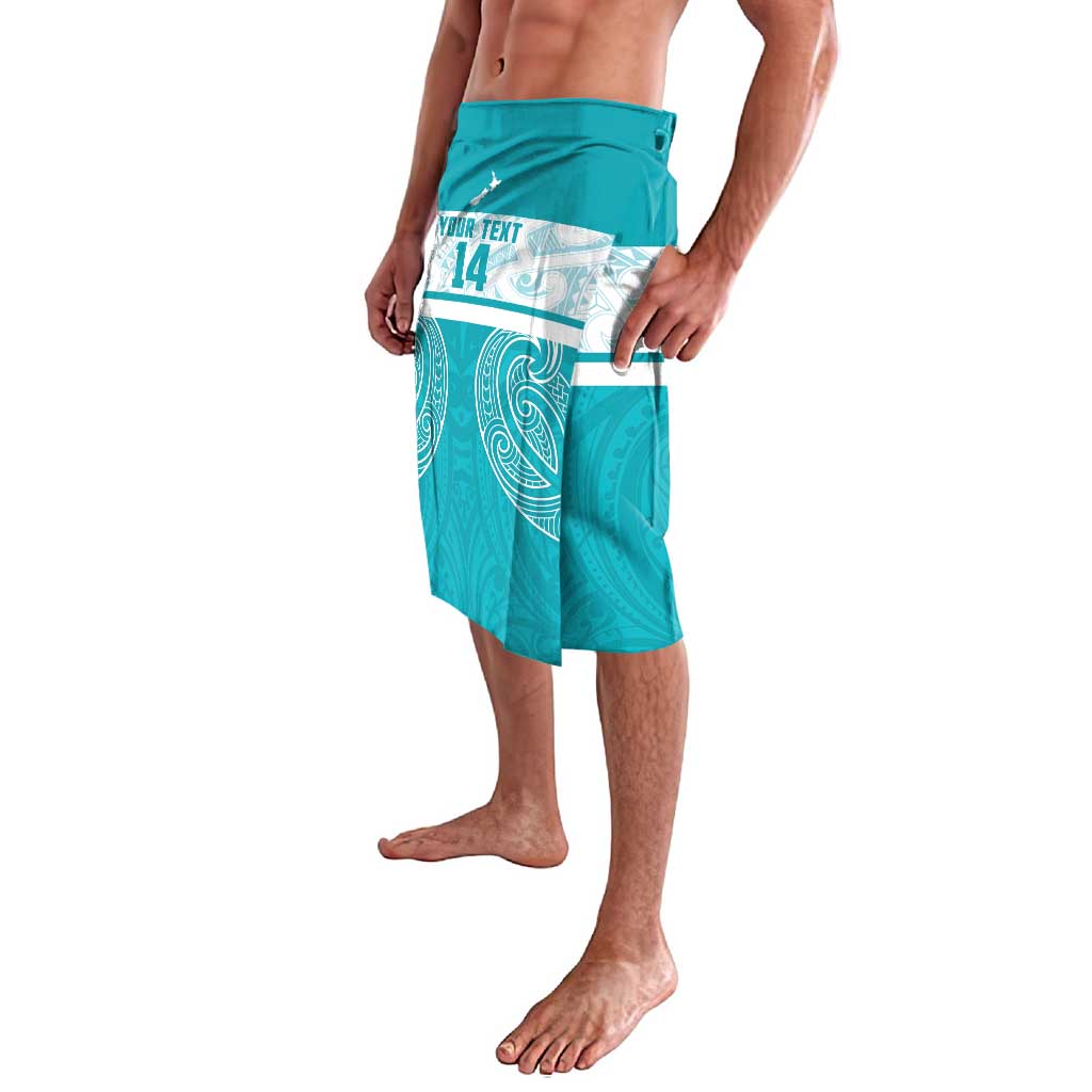 New Zealand Silver Fern Cricket Custom Lavalava Black Cap Teal Maori Pattern - Aussie Hoodie