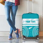 New Zealand Silver Fern Cricket Custom Luggage Cover Black Cap Teal Maori Pattern - Aussie Hoodie