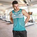 New Zealand Silver Fern Cricket Custom Men Tank Top Black Cap Teal Maori Pattern - Aussie Hoodie