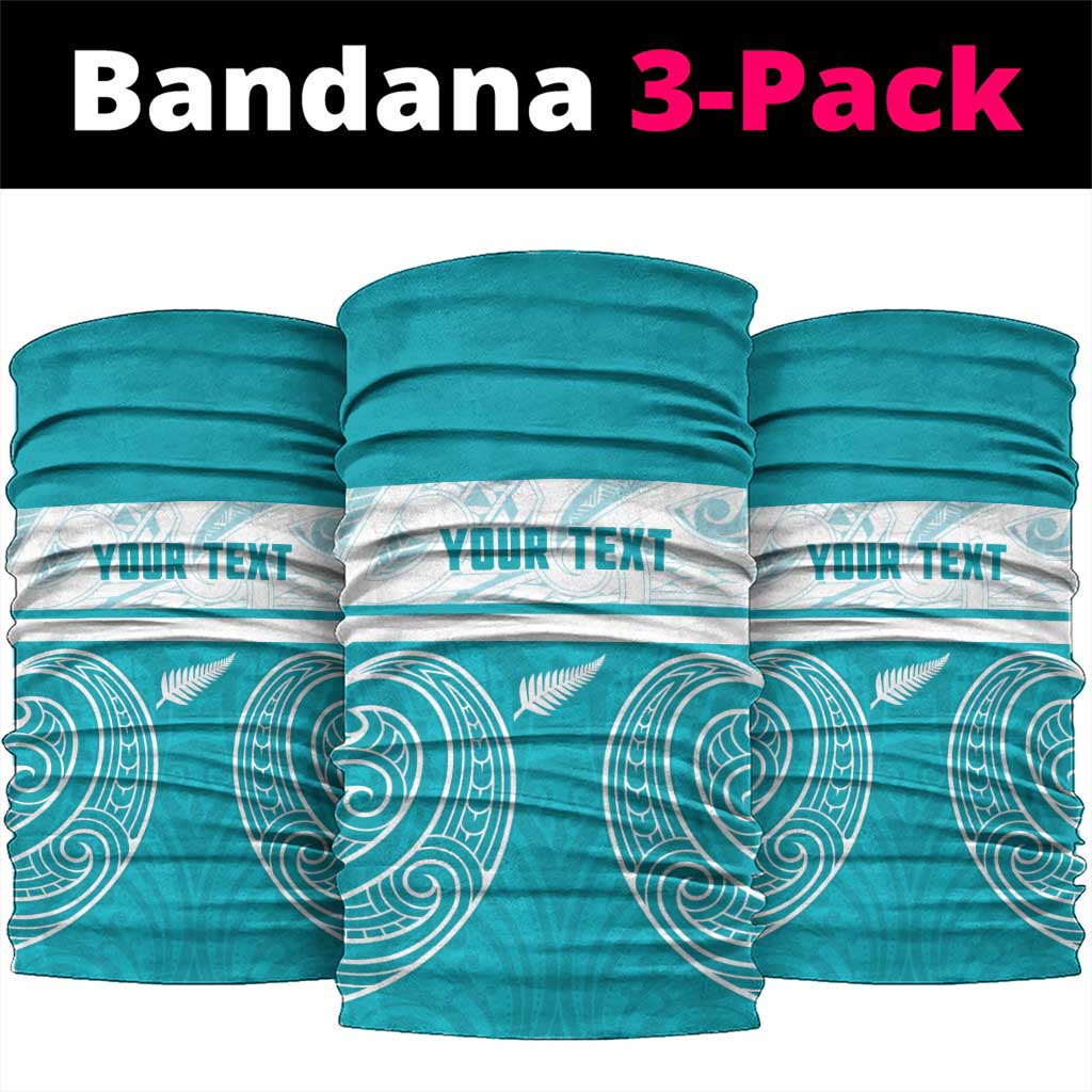 New Zealand Silver Fern Cricket Custom Neck Gaiter Black Cap Teal Maori Pattern - Aussie Hoodie