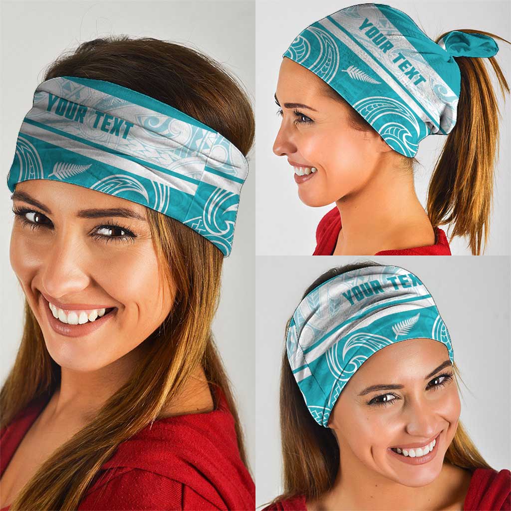 New Zealand Silver Fern Cricket Custom Neck Gaiter Black Cap Teal Maori Pattern - Aussie Hoodie