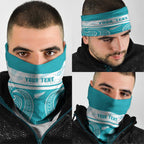 New Zealand Silver Fern Cricket Custom Neck Gaiter Black Cap Teal Maori Pattern - Aussie Hoodie