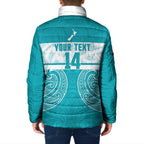 New Zealand Silver Fern Cricket Custom Padded Jacket Black Cap Teal Maori Pattern - Aussie Hoodie