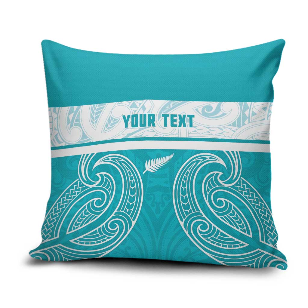 New Zealand Silver Fern Cricket Custom Pillow Cover Black Cap Teal Maori Pattern - Aussie Hoodie