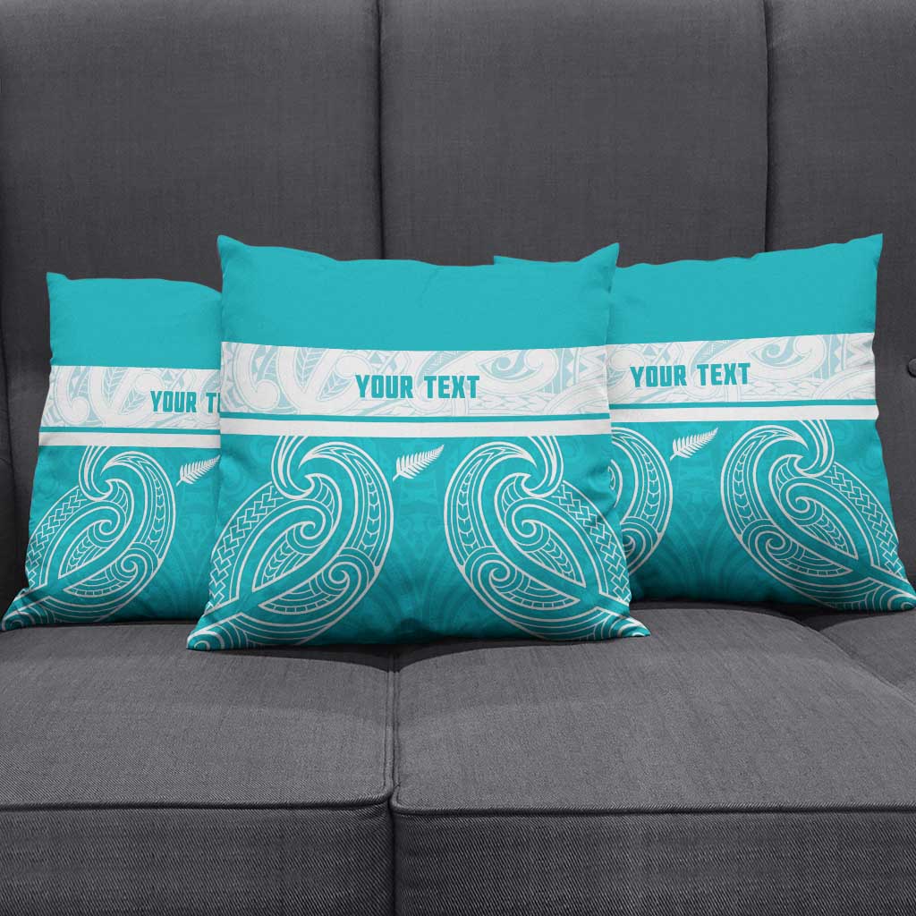 New Zealand Silver Fern Cricket Custom Pillow Cover Black Cap Teal Maori Pattern - Aussie Hoodie