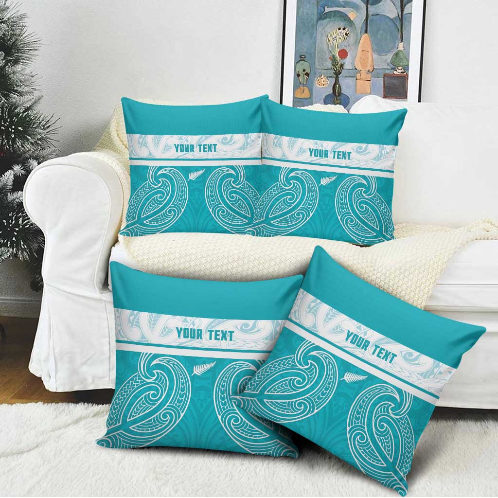 New Zealand Silver Fern Cricket Custom Pillow Cover Black Cap Teal Maori Pattern - Aussie Hoodie