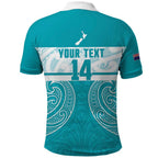 New Zealand Silver Fern Cricket Custom Polo Shirt Black Cap Teal Maori Pattern - Aussie Hoodie