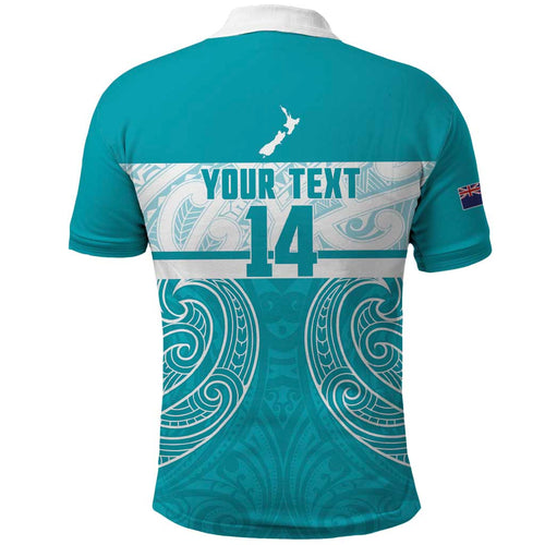 New Zealand Silver Fern Cricket Custom Polo Shirt Black Cap Teal Maori Pattern - Aussie Hoodie