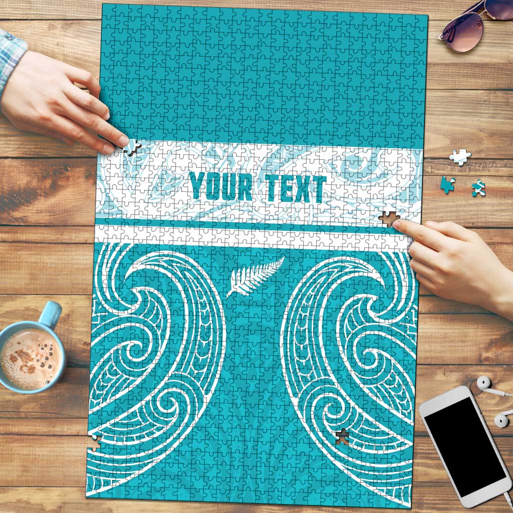 New Zealand Silver Fern Cricket Custom Puzzle Black Cap Teal Maori Pattern - Aussie Hoodie