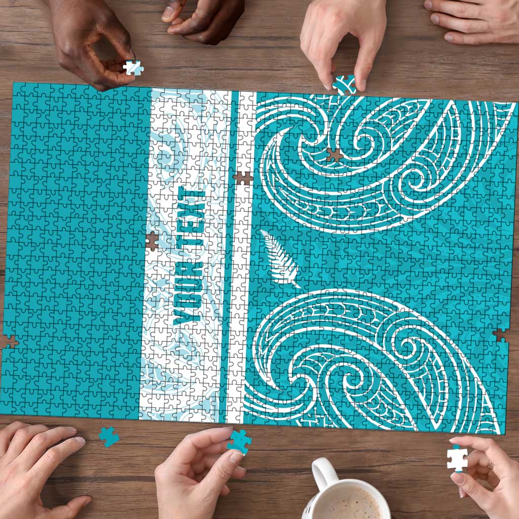 New Zealand Silver Fern Cricket Custom Puzzle Black Cap Teal Maori Pattern - Aussie Hoodie